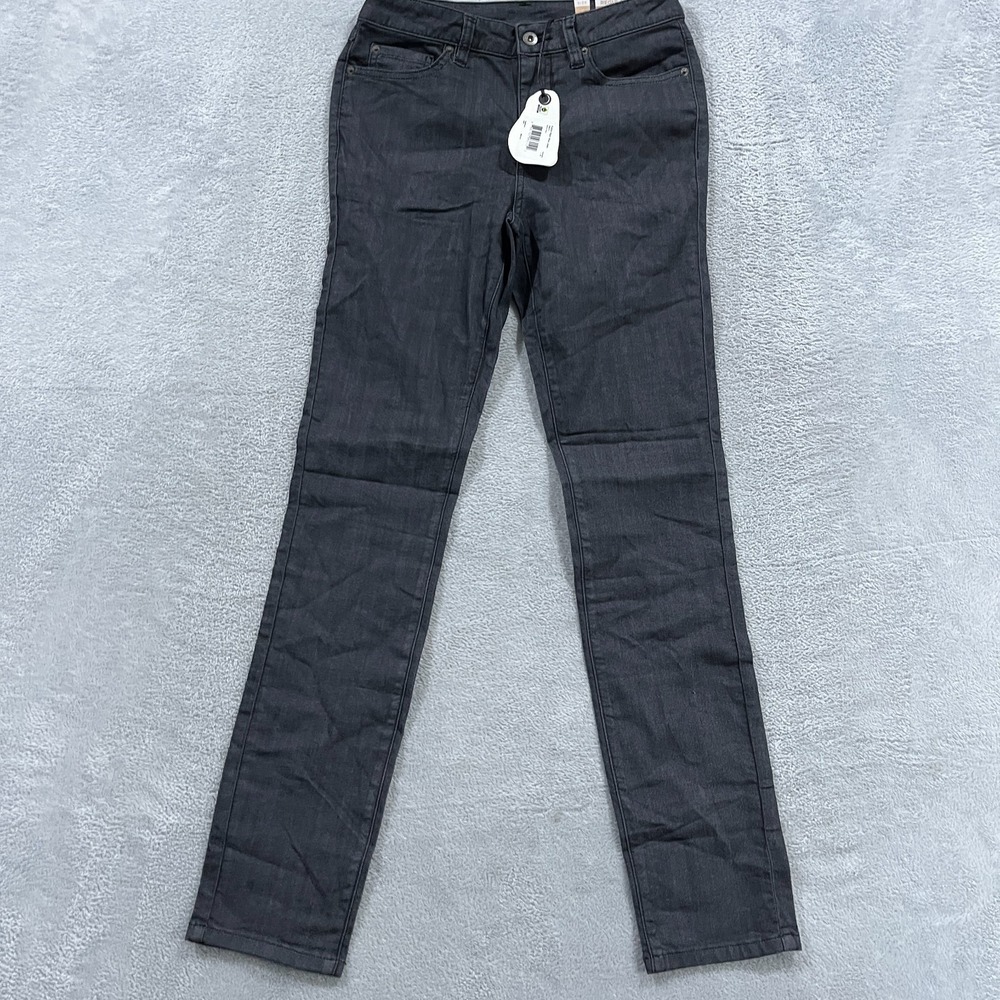 Prana Kayla High Rise Jeans Womens 2 Charcoal Gray Denim Logo Cotton Skinny Leg‎